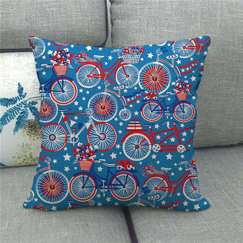 American Five-Pointed Star Geometry Digital Printing Short Plush Pillow Covers For Car Sofa Office Cushion Cover Home Goods