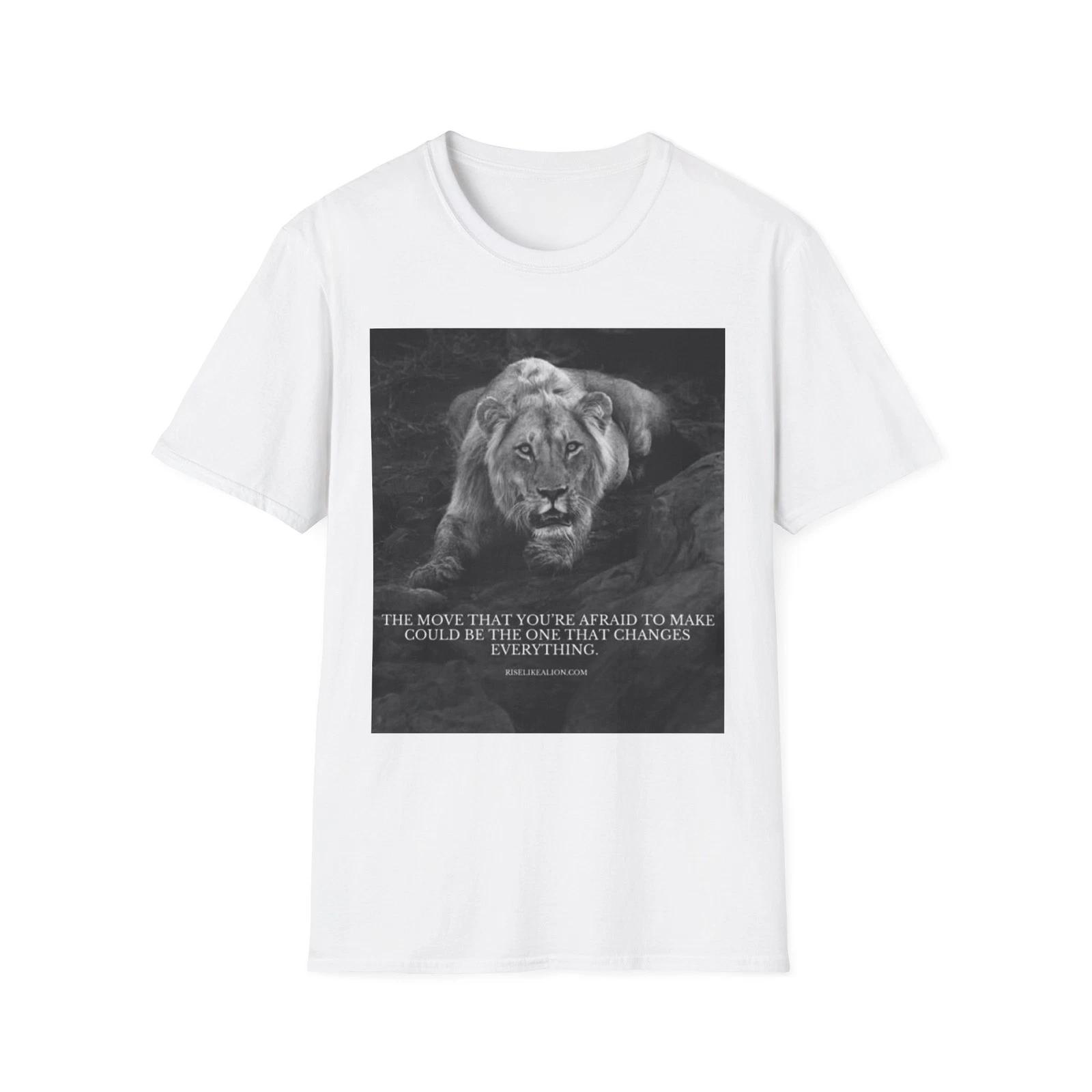 Roaring Lion Motivational Quote T-Shirt | Lion Graphic Tee L