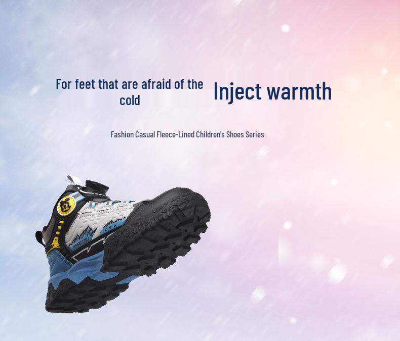 Babudou Fleece-Lined Children's Hiking Shoes: 2025 Autumn/Winter Cold-Resistant, Wear-Resistant, Non-Slip Sports Shoes for Medium and Large Kids.