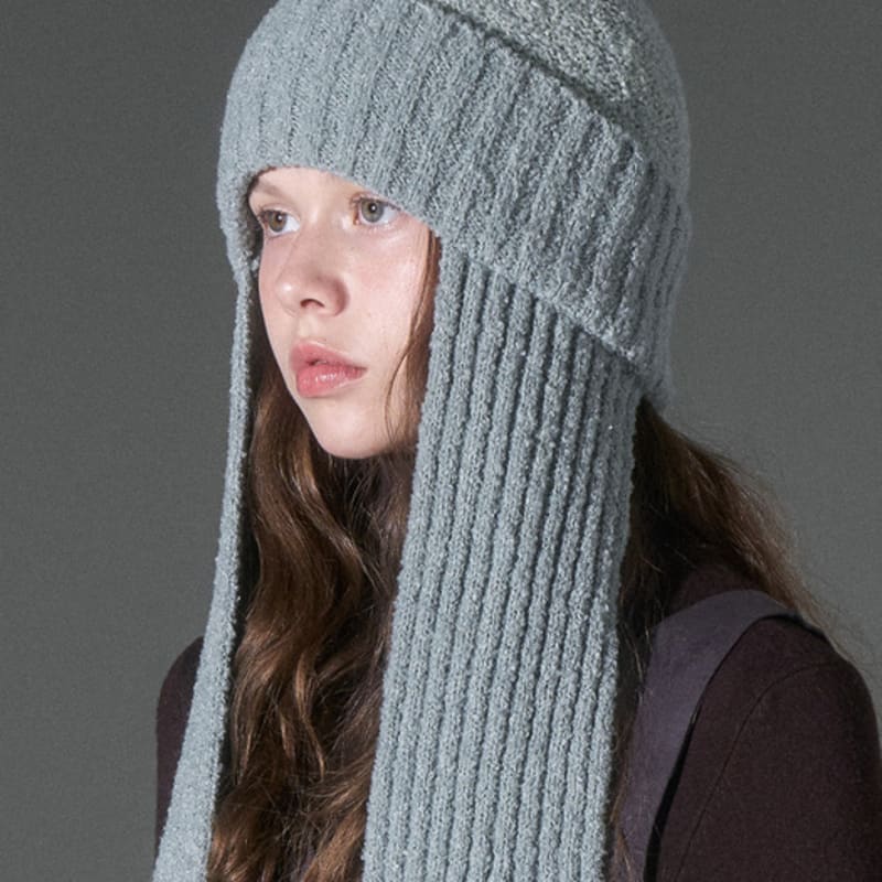 

WHITE SANDS Two-Tone Wool Boucle Muffler Beanie Burs (3 colors) MINT_Free