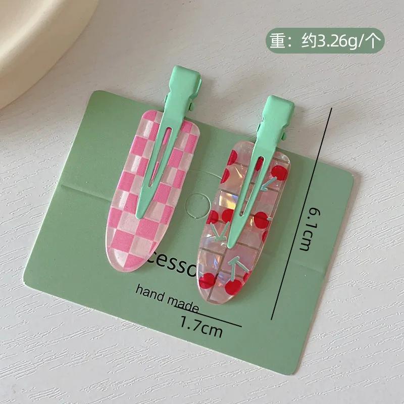 1/1pcs Candy Color Fruit Hair Bang Clip Summer Hairpin No Crease Acrylic Barrette Hair Side Clamp For Girl Hair Accessories