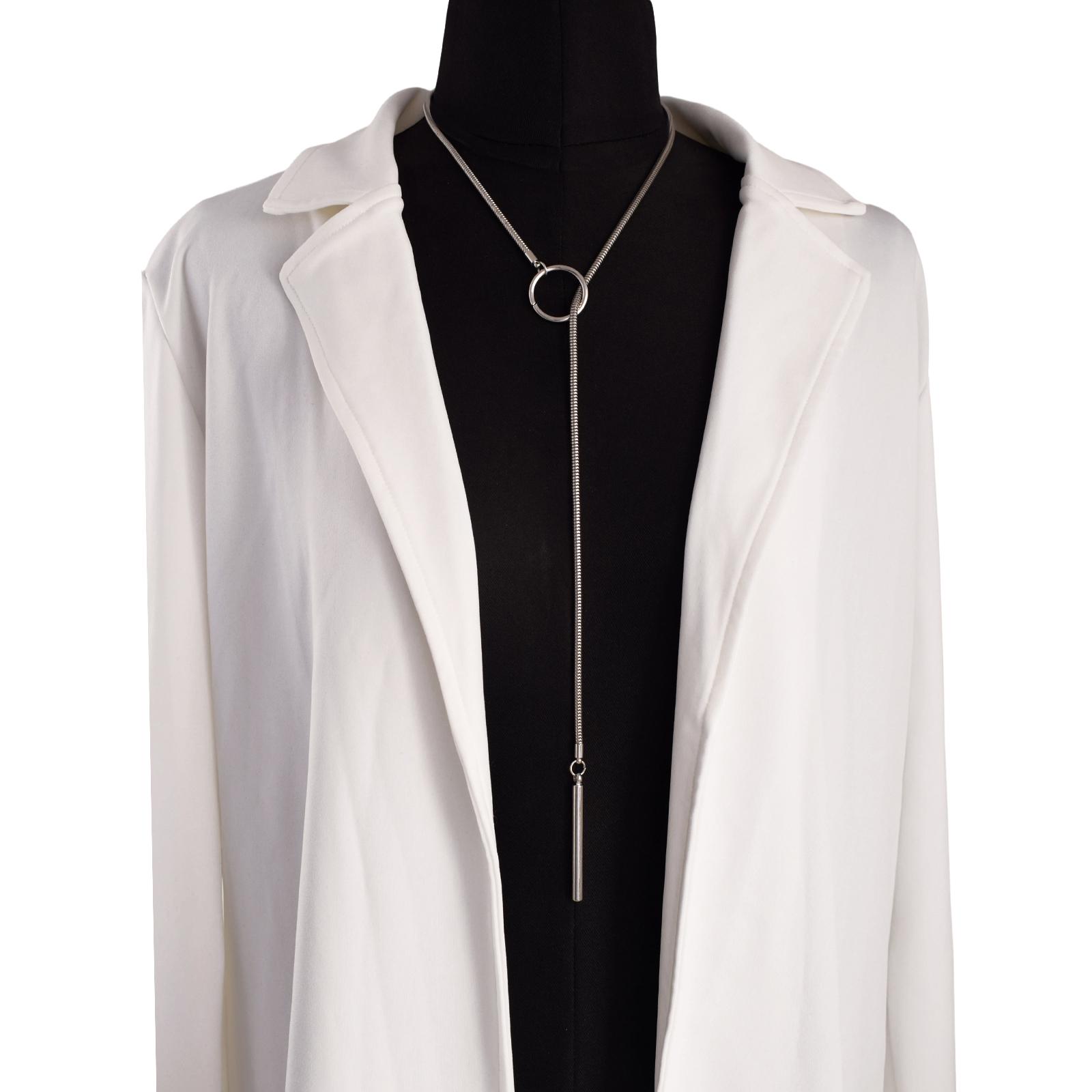 Schwarzer Slip-Ketten-Choker Schlangenketten-Stab Lariat Halskette Für Frauen Goth-Accessoires Paargeschenk white