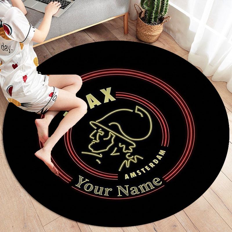 AFC Ajax Custom Name Round Area Rug,Carpet Rug for Living Room Bedroom Sofa Playroom Decor,Non-slip Floor Mat