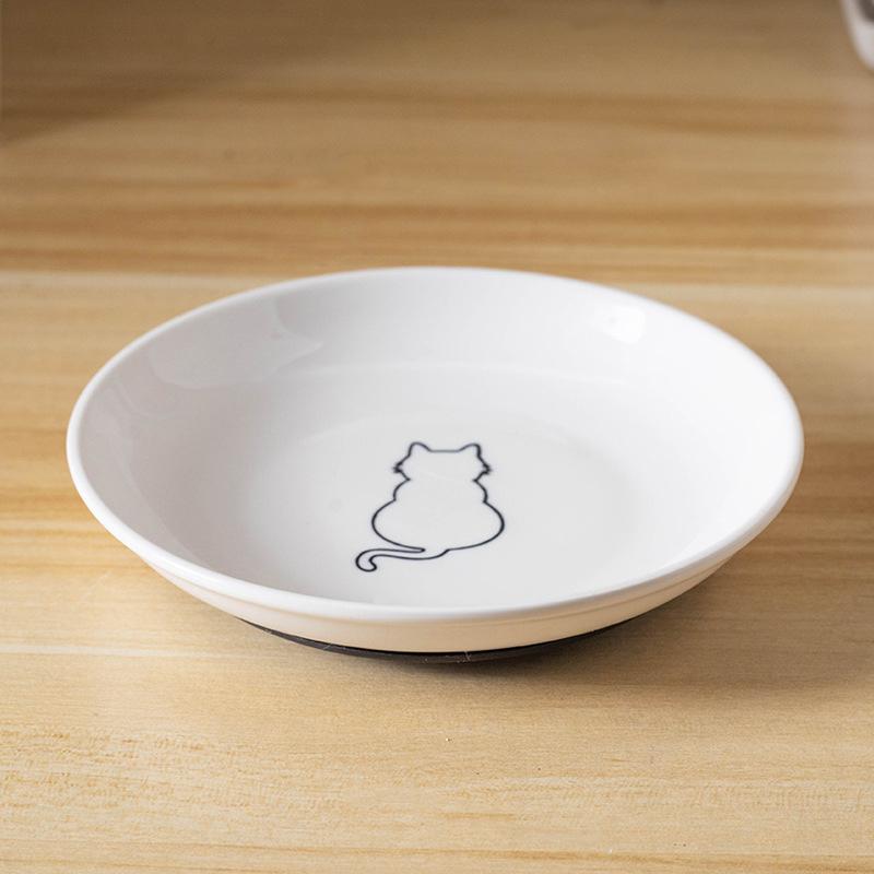 Ceramic Cat Plates With Silicone Anti Slip Pad Pet Cat Snack Bowl Cute Kitten Food Bowl Pet Kitten Water Bowl Pet Supplies