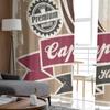 Vintage Cappuccino Poster Coffee Cup On Old Paper Sheer Curtains for Living Room Tulle Window Curtain Bedroom Kitchen Drapes