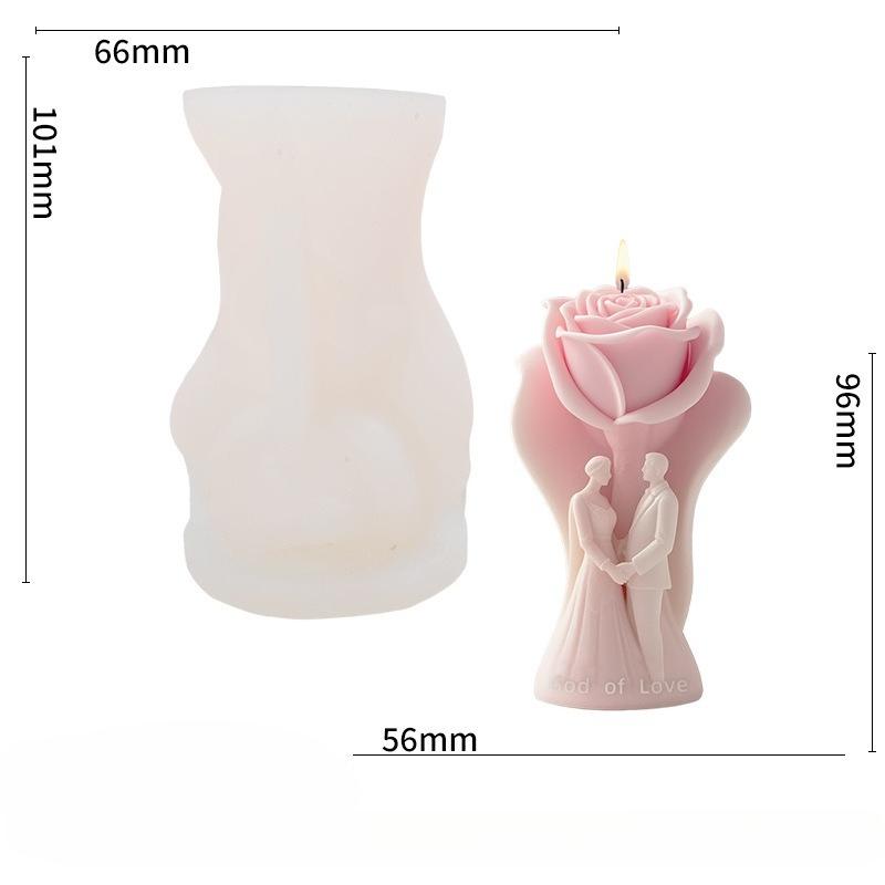 Rose Bride Groom Sculpture Scented Candle Silicone Mould 3D Flower Hand Love Drip Glue Resin Molds DIY Romantic Wedding Souvenir