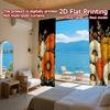 2D FLAT PRINTING 2pcs Curtains (Without Rod) Floral Pattern in Orange and White Modern Fashionable Curtainments during the