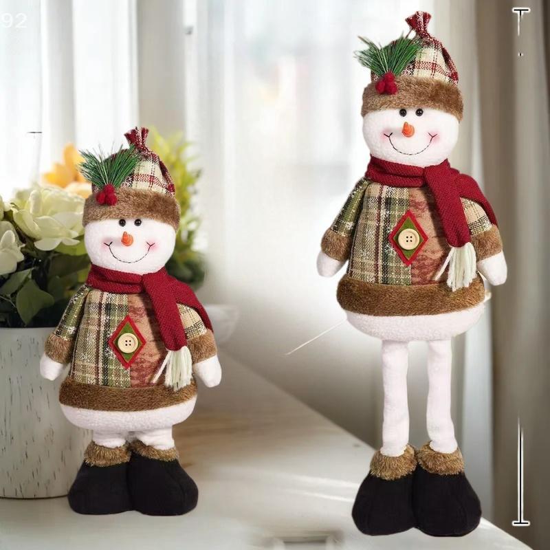 Retractable Christmas Decorative Dolls Set Reindeer Snowman Santa Claus Standing Ornaments Merry Christmas Home Party Decor