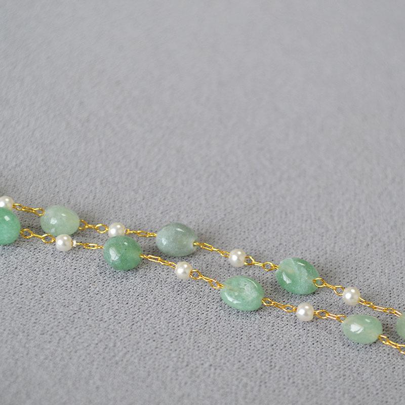 Original Design Handmade Natural Stone Double-Layer Beaded Sweater Necklace for Women