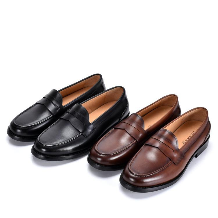 Men's Retro British Style Genuine Leather Slip-On Loafers - Comfortable & Breathable Business Casual Shoes