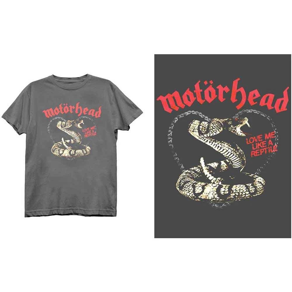 Motorhead T Shirt Love Me Like A Reptile Official Mens Charcoal Grey XL XL
