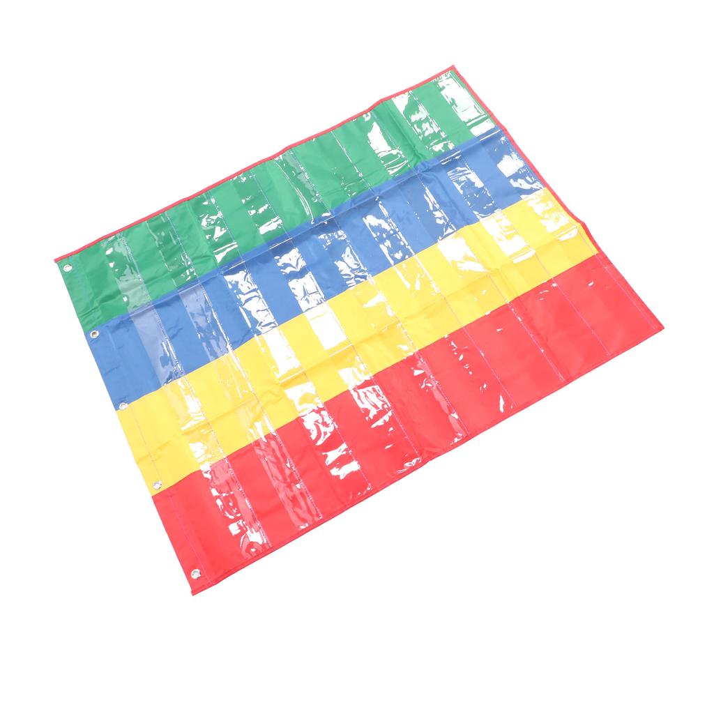 4 Column Hanging Pocket Chart for Classroom Heavy Duty Clear Metal Hook Double Sided Learning