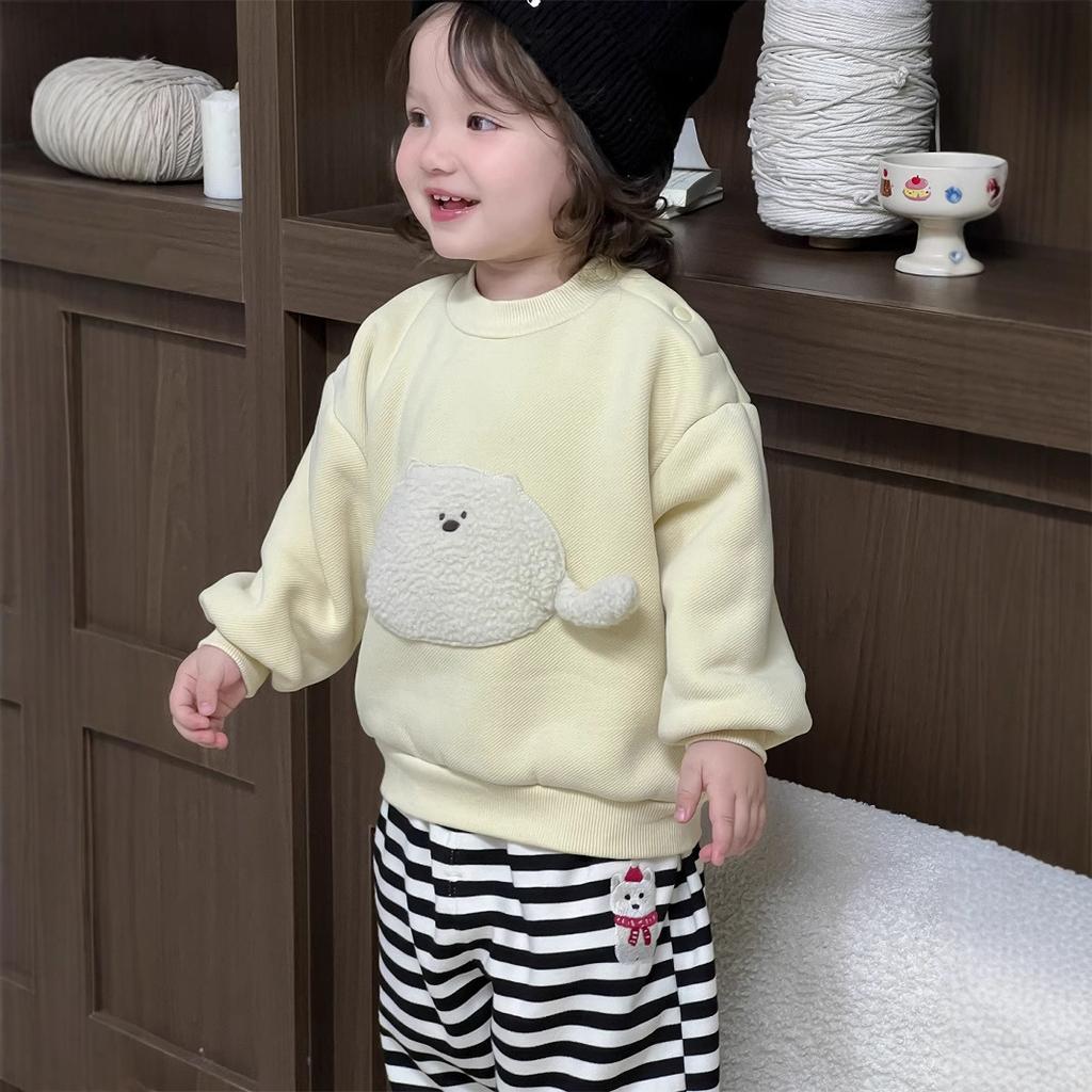 Children's Winter Thickened Sweater Set Girls' Winter Clothing Children's Clothing Baby Warm Fleece Sweatpants Baby Clothes