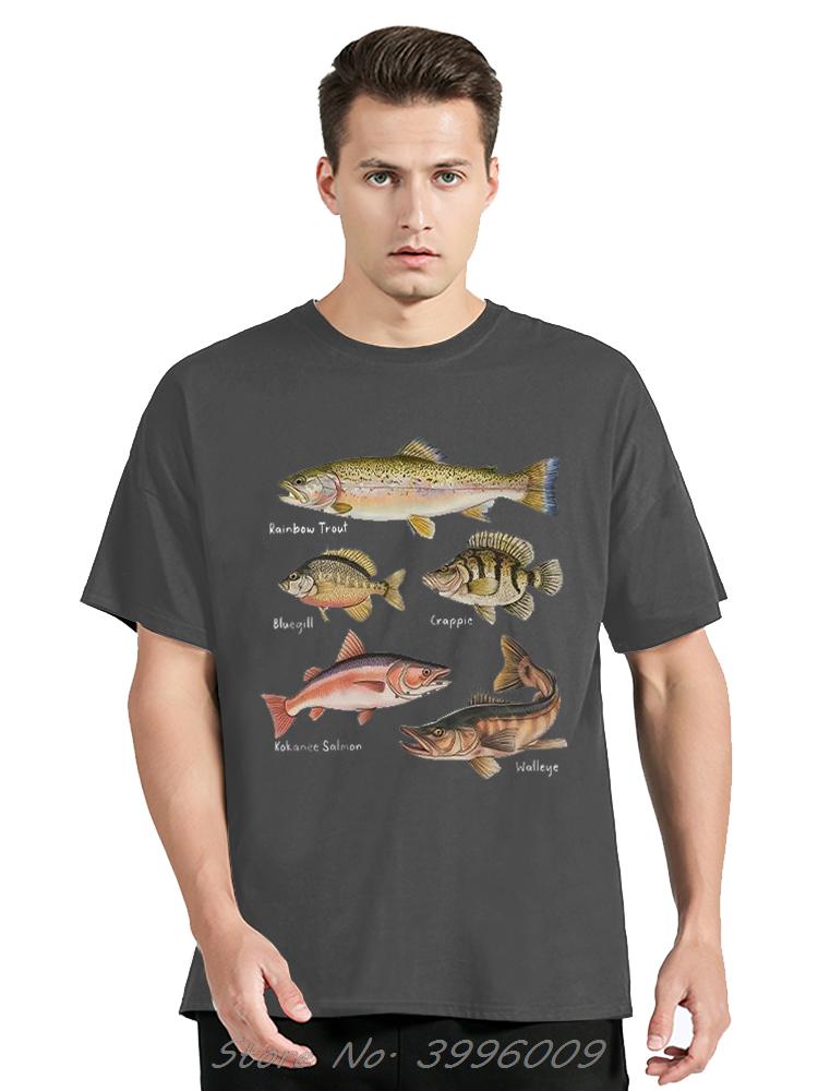 Summer Men T Shirt Street Style Retro Hiphop Fish Cartoon T-shirt Fashion Top Fisherman Vintage Oversize TShirt Streetwear