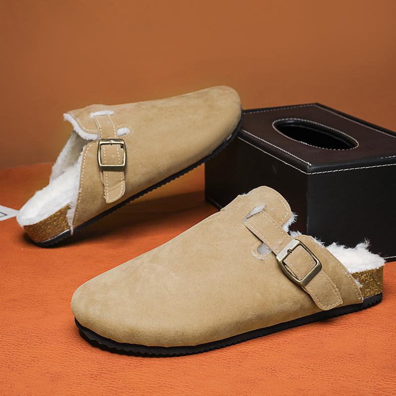 Herren Wildleder Pantoletten Damen Komfort Kartoffelschuhe mit Fußgewölbestütze Kork Winterschuhe Mode Clogs Herren Korkfußbett Herren Clogs