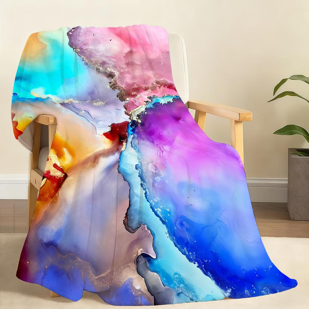 CColorful Ink Wash Blanket Soft Throw Blanket for Home Bedroom Bed Sofa Picnic Travel Office Rest Cover Blanket Gift