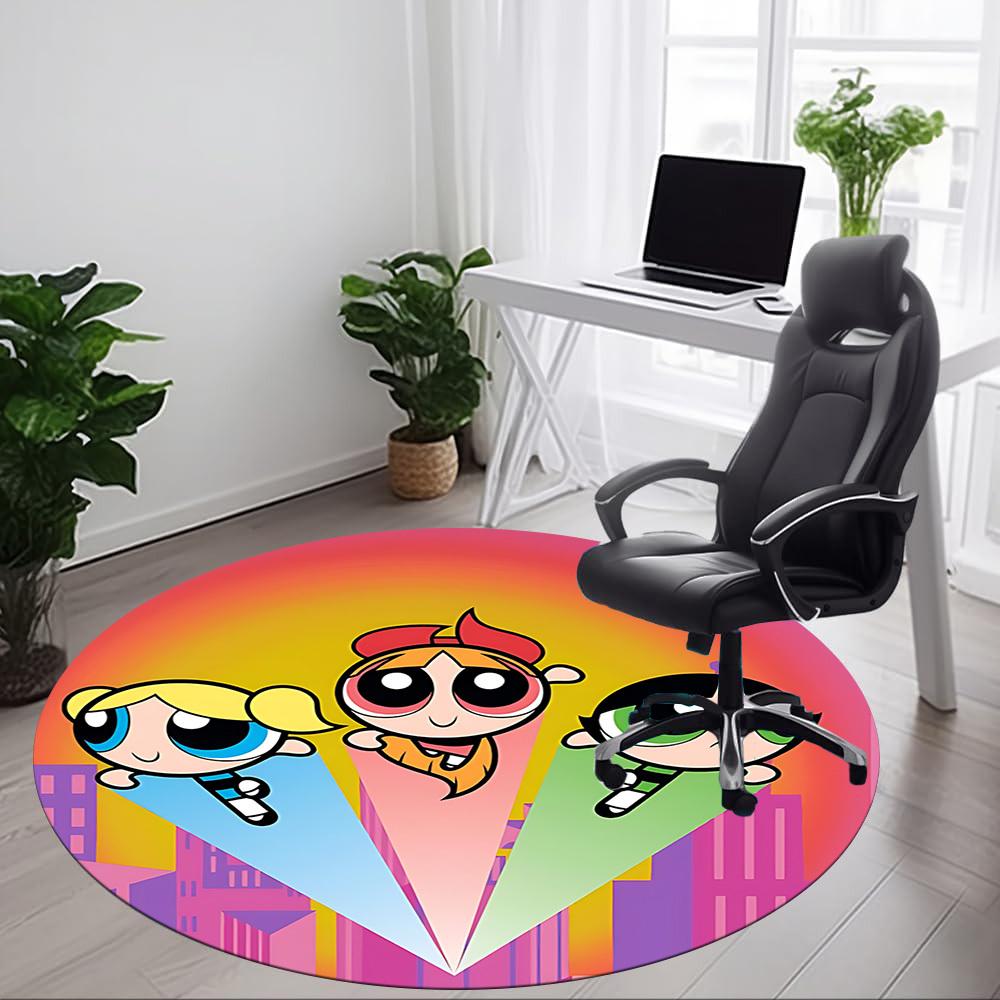 1pc Powerpuff Girls Office Round Area Rug, Under Office Chairs Bedroom Living Room Home Decor, Room Deco, Available in Various Sizes