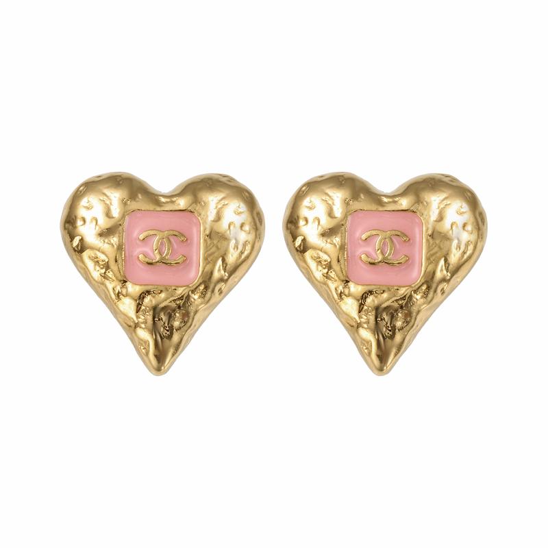 

CHANEL metallic pink love lava pleated enamel enamel earrings women s small size
