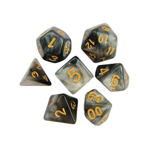 7Pcs/Set Starry Sky Acrylic Multi-side Dice Golden Number D4/6/8/10/12/20 Polyhedral Gaming Dice Prop Adults Family Night Party Board Game Essentials