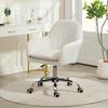 Velvet Feel Office Chair With Adjustable Height And Wheels Cream White