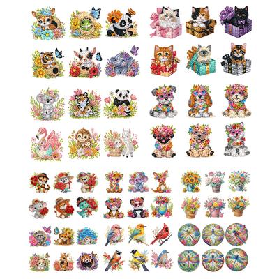 6Pcs Acrylic DIY Diamond Art Refrigerator Magnet Diamond Painting Fridge Magnets Crystal Sparkling Diamond Magnets Set