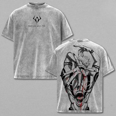 Ryomen Sukuna Print T-shirt Anime Jujutsu Kaisen Clothing Men Women Cotton Tshirts Retro Washed T Shirt Harajuku Male Loose Tops