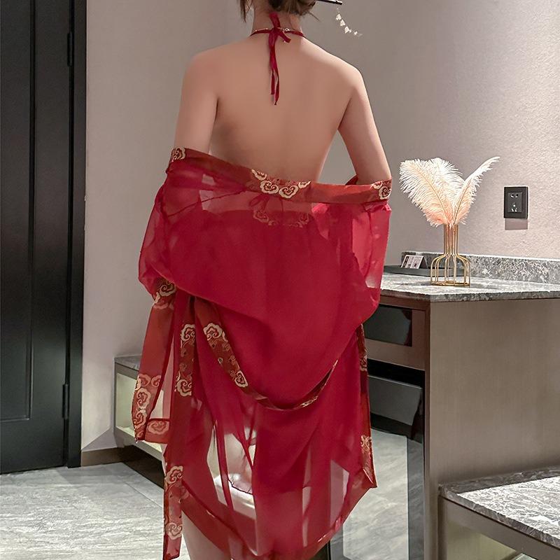 Sexy fun uniform antique hanfu passion suit pure desire hot fun belly pocket bridal uniform temptation