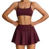 Womens Seamless Yoga Sports Set With Built-in Bra Pocket Skirt Outdoor Fitness Tennis Badminton