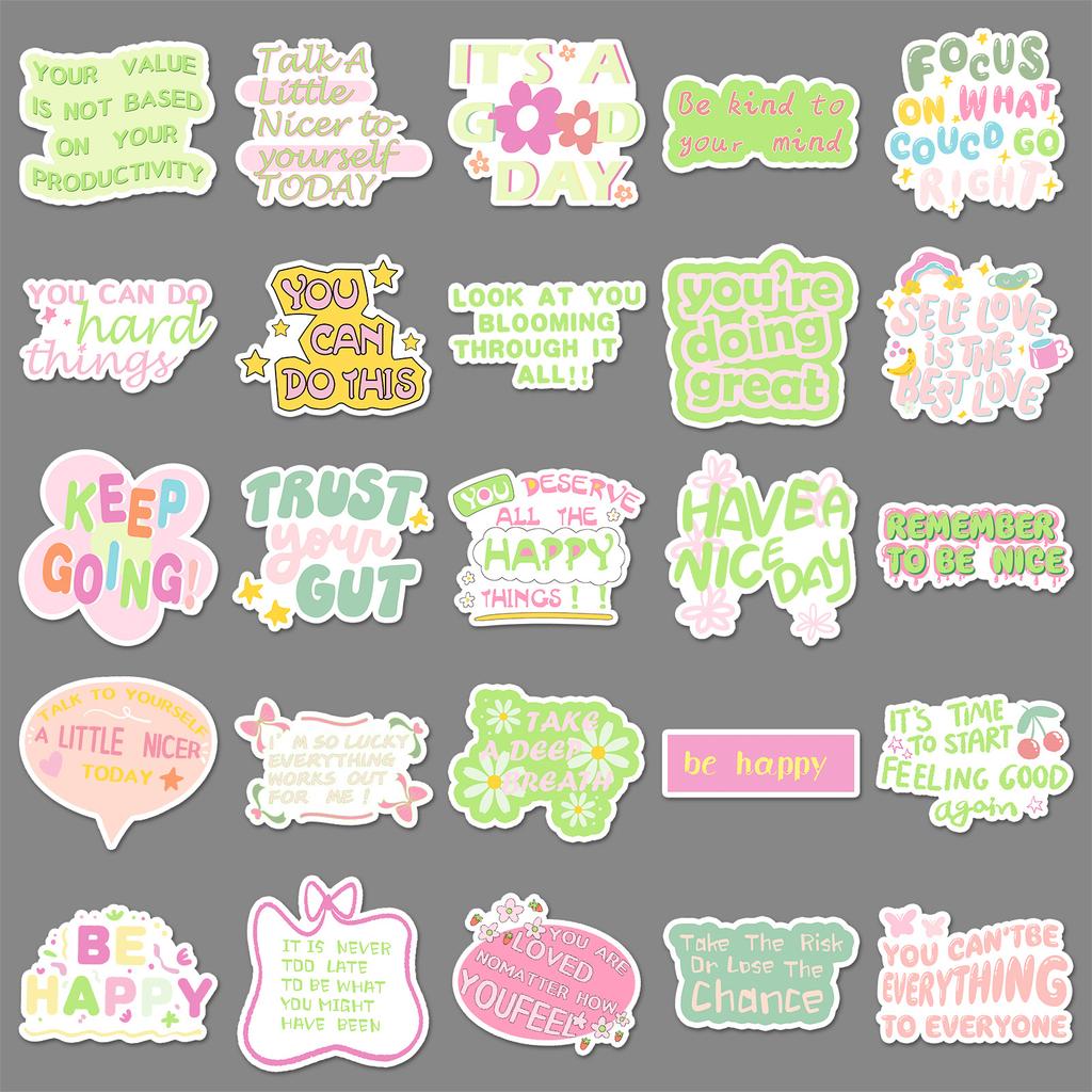 50 Danish Flour Inspirational English Graffiti Stickers Personalized Decorative Mobile Phone Case Suitcase Stickers