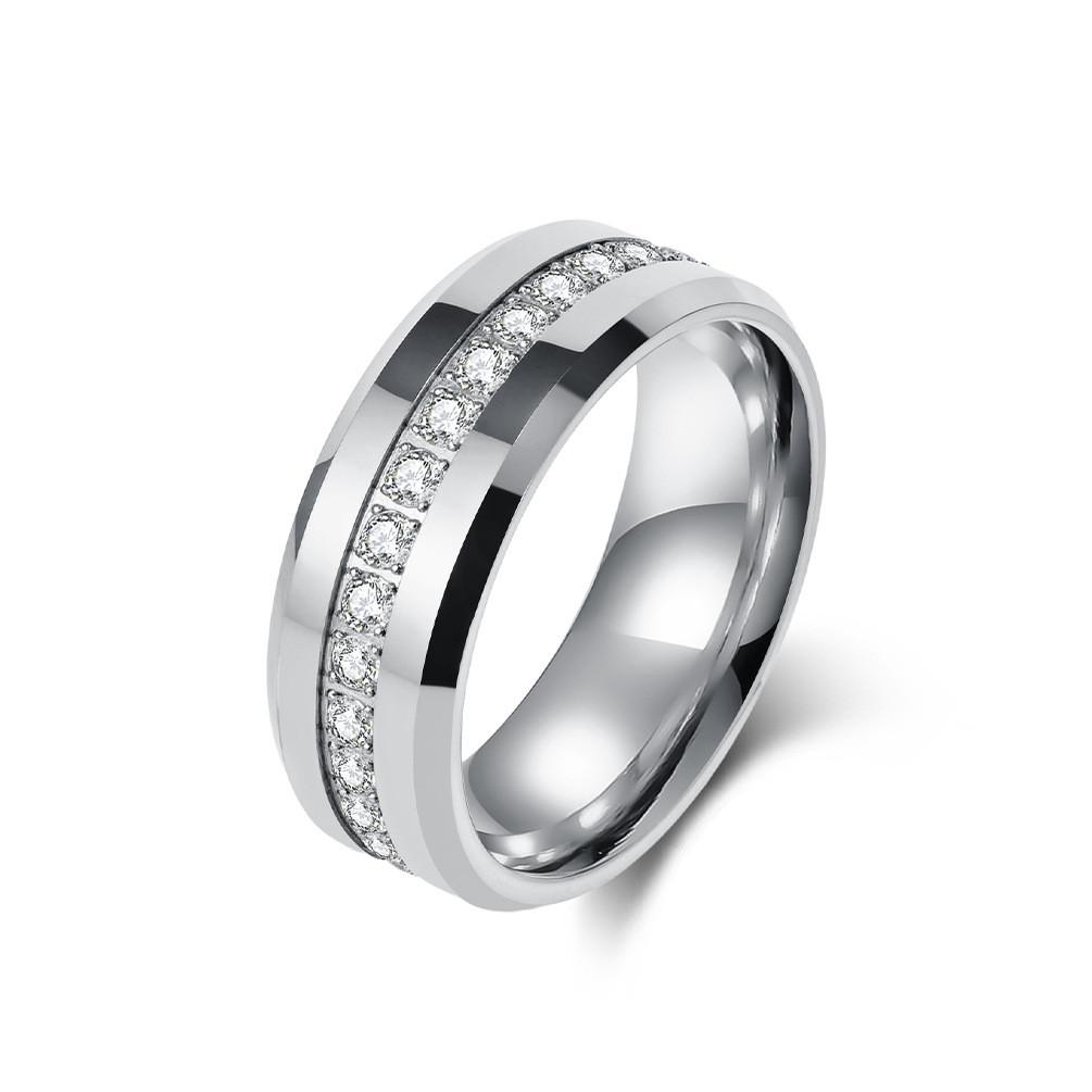 Luxury Minimalist Tungsten Steel Ring – Full Circle Diamond-Cut Wedding Band, Unisex Couple Rings, Modern & Durable Jewelry for Men and Women.