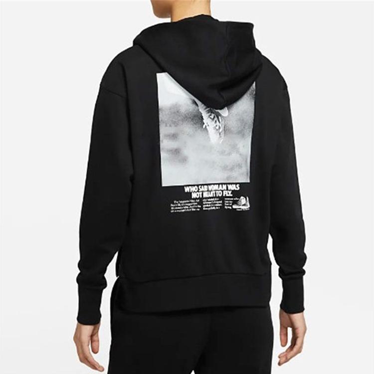 Nike Casual Sport Print Basketball Hoodie Sweatshirt Women Tops Black CZ6601-010