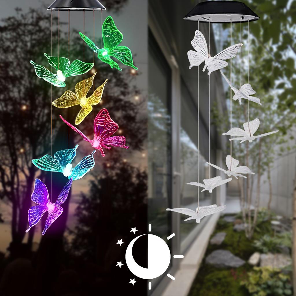 1 Stück Outdoor Solar Garten Mehrfarbig Windspiel Lichter Nordamerikanische Kardinäle Schmetterling Libelle Kolibri und so weiter