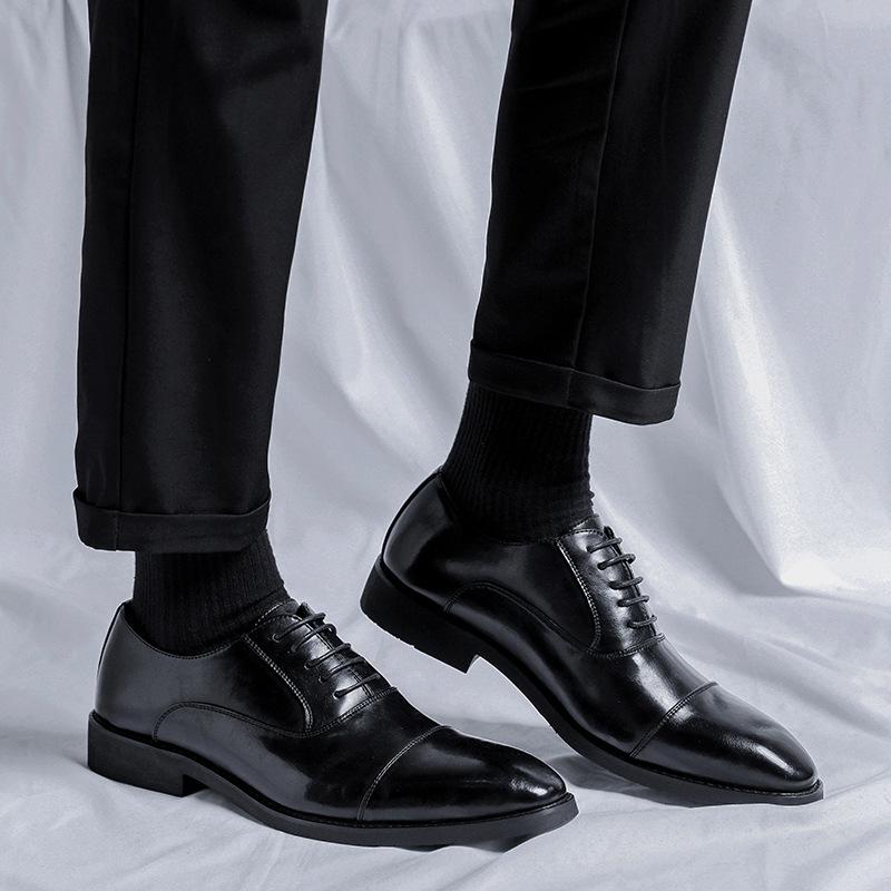 Three-headed Leather Shoes Business Casual Dress British Suit Shoes Groom Wedding Shoes, Large Size