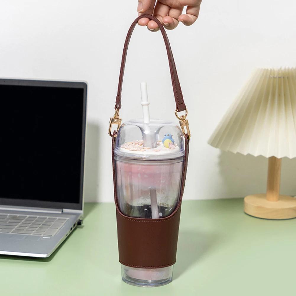 Portable Cup Holder With Leather Handle Anti-scalding Reusable Mug Sleeves For Everyday Use