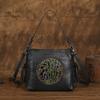 Johnature Vintage Embossed Women's Bag Genuine Leather Large Capacity Versatile Shoulder & Crossbody Bags