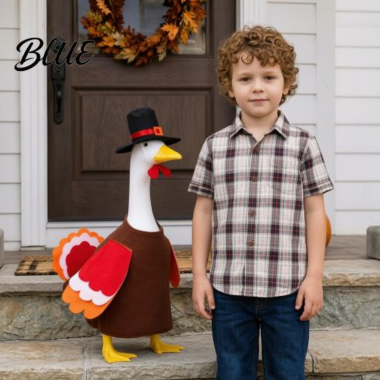 Thanksgiving Holiday Ornament Set 1 Turkey Goose Outfit Porch Costume Outfit with Top Festive Outdoor Clothing Hat And Wings for 23 Inch Statue,