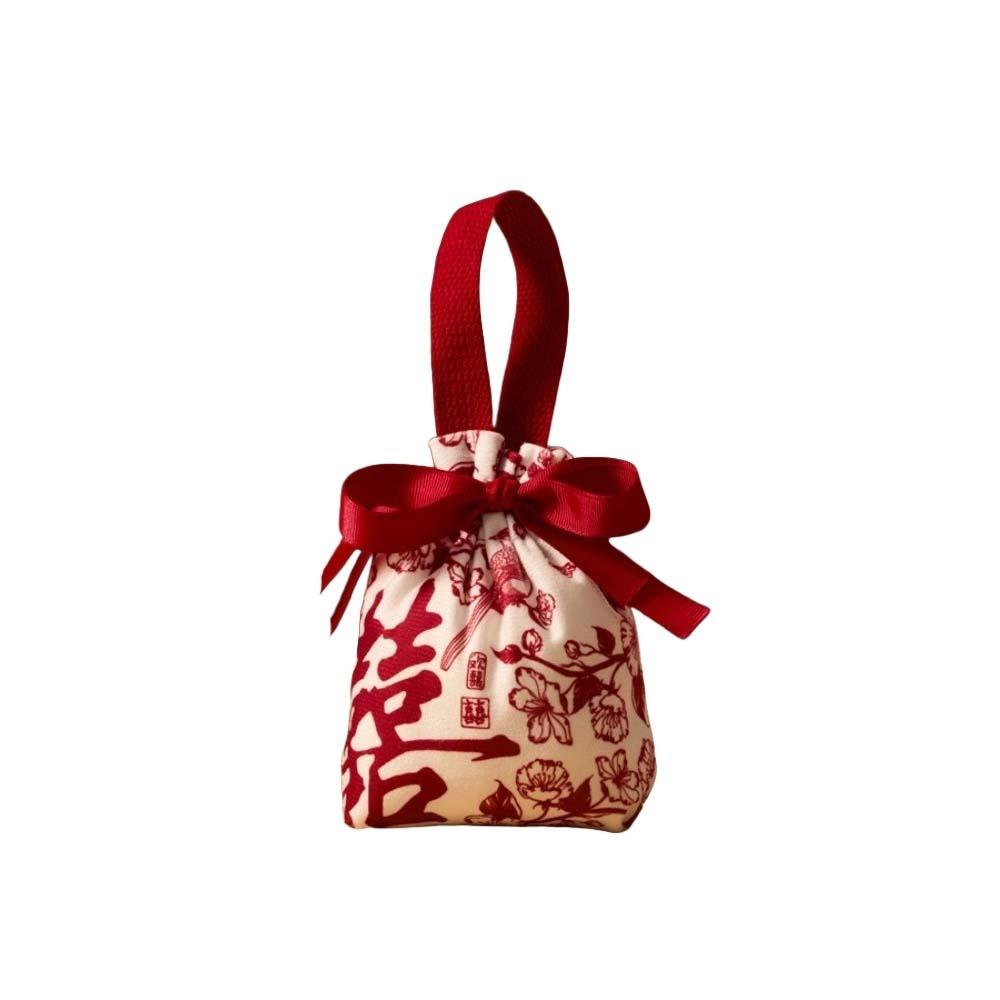 Blessing Words Chinese Wedding Candy Bag Drawstring 2026 Money Pocket Brocade Red Envelope  Wedding