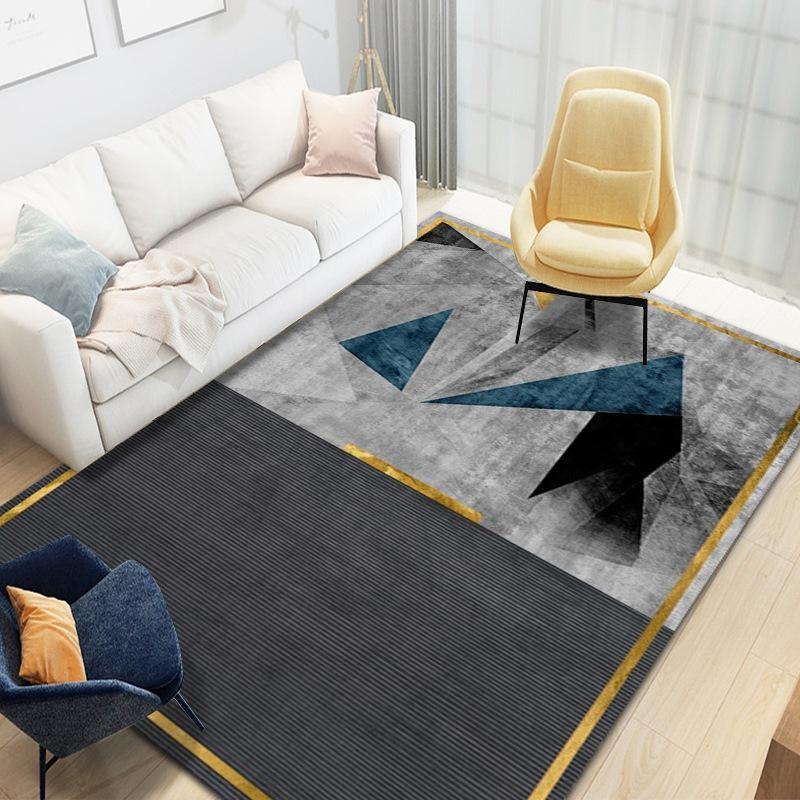 Living Room Geometric Carpet Floor Mat Modern Black Fashion Lines Living Room Carpet