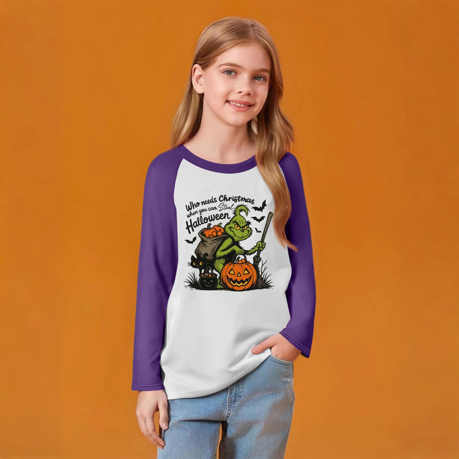 

Детский модный удобный пуловер с рождественским принтом на шее, топ с длинным рукавом 100 фиолетовый