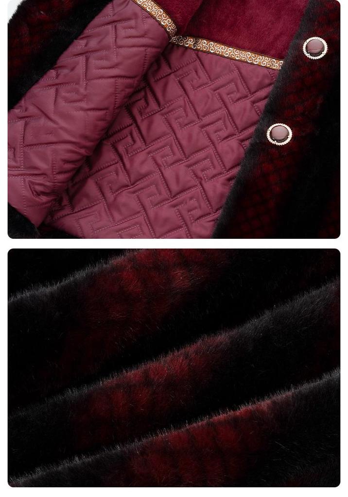 Grandma Winter Faux Mink Velvet Coat - New Style Fur Collar Jacket for Middle-Aged & Elderly Women, High-End Mom's Warm Clothing