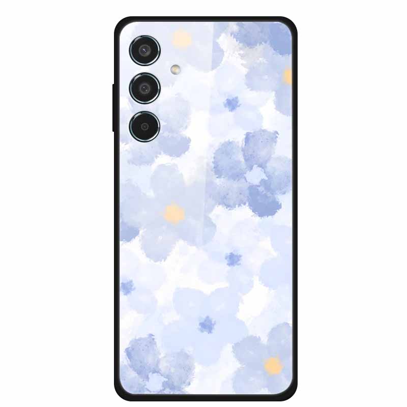 Glass Cellphone Case For Samsung Galaxy M35 Hard Plastic Back Cover For Samsung M 35 Flowers Painted Cases Fundas Shell Shield