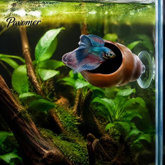 Fish Tank Accessories Betta Hammock, Conch Pad with Strong Suction Cup, Natural Resting Cup Hideout Bed Bubble Nesting Spot for Tanks, Aquarium