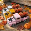 Autumn Farmhouse Home Decoration Halloween Pick-up Truck Alloy Figurine, Holding Pumpkin Vintage Car Statue, Statue Miniature Vehicle Ornament