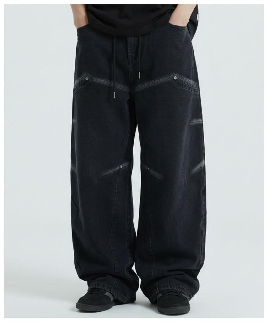 DOUBLE JD Line Washed Denim Pants
