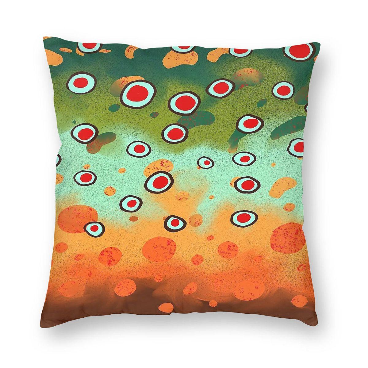 Brook Trout Fish Square Pillowcase Polyester Linen Velvet Creative Zip Decor Pillow Case Bed Cushion Cover 45X45 Peach skin 18*18(CM)-1Pcs