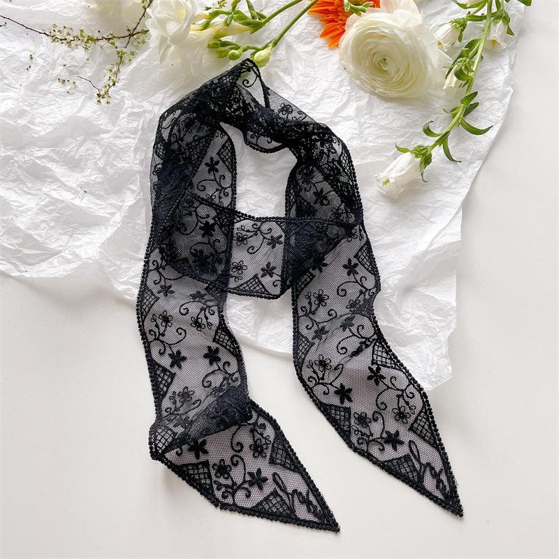 Korean Version Ins Pure Desire Lace Long Scarf Women's Spring Summer Hot Girl Layering French Accessories Hair Tie Headband