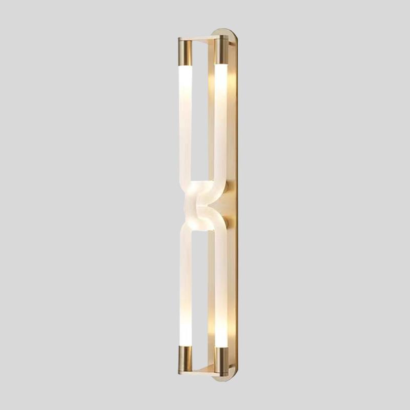 

Double Head Long Pole Light Luxury Atmosphere Acrylic Curved Wall Lamp Living Room Bedroom Corridor Hotel Bedside 110V&Warm light