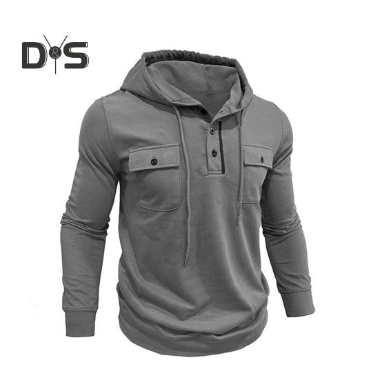 Toamnă, primăvară, pentru bărbați, top cu șnur, buzunare la piept, cu glugă, mâneci lungi, cu glugă, culoare pură, manșetă elastică, de lungime medie, sport casual