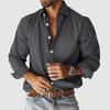 Spring Autumn Turn Down Collar Casual Fashion Buttons Shirt Male Long Sleeve Solid Bottomed Cardigan Top Men