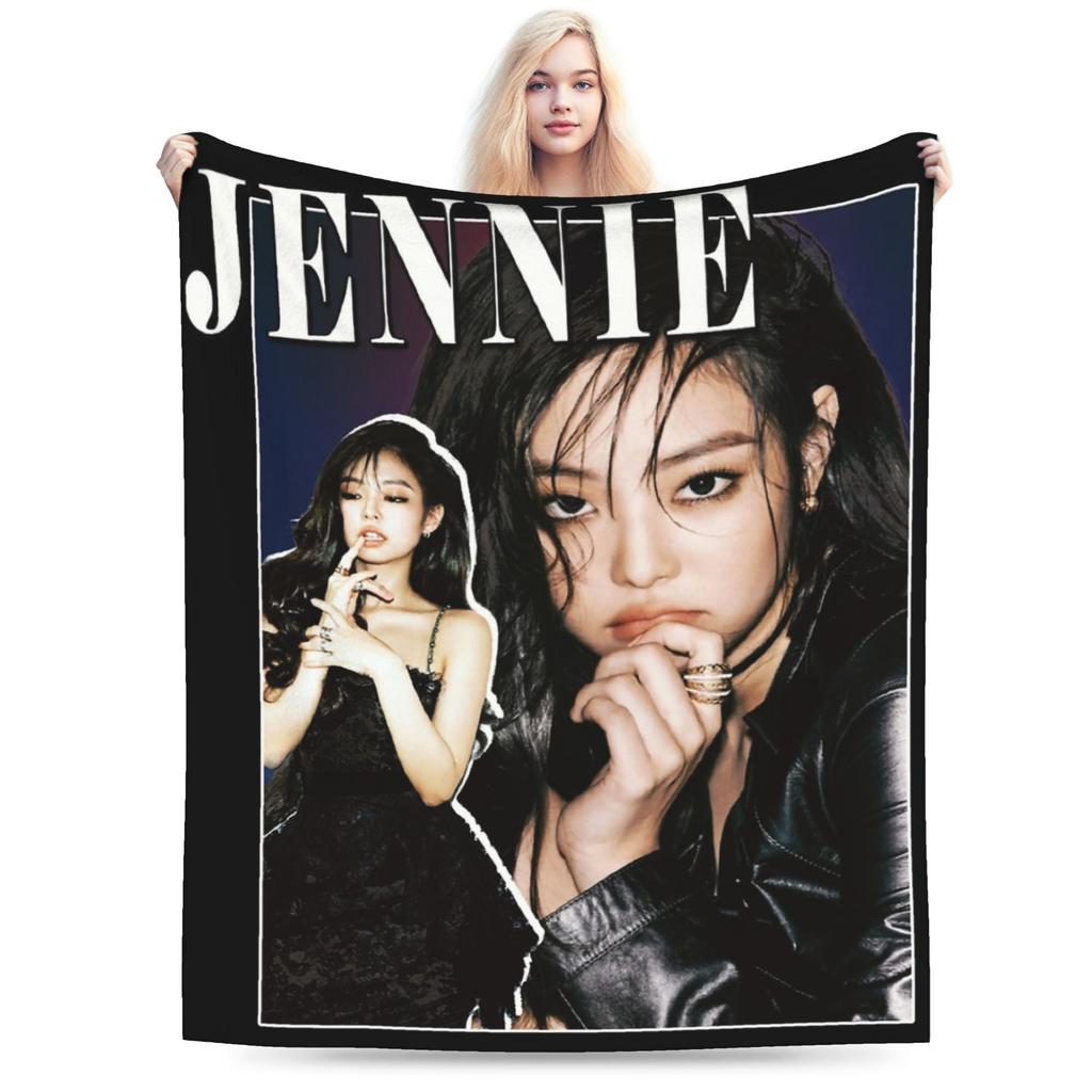 Coperta Jennie Kim Velluto Stampato Multifunzione Leggera Sottile Coperte da Lancio per Divano Letto da Esterno